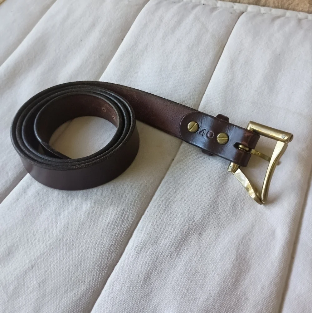 Vintage Wiley Belts Men's Brass Buckle Brown Leather Belt Made In USA_40
